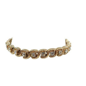 Blanca Clear Rhinestone Tennis Bracelet Gold Tone Vintage
